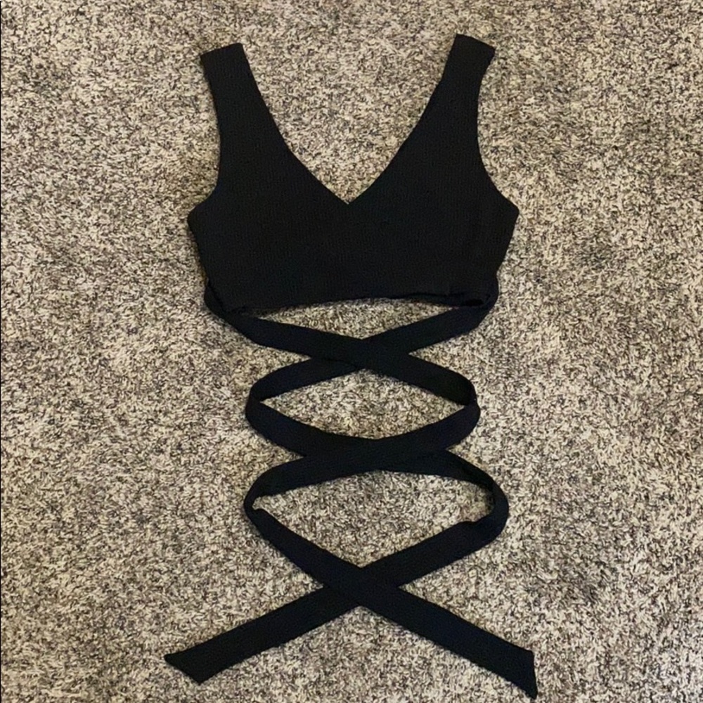 F21 || surplice wrap around crop top